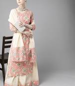 Indo Era Pink Floral Printed Straight Kurta Skirt with Dupatta Set