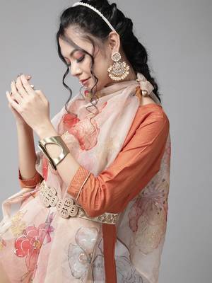 Indo Era Orange Solid Straight Kurta Palazzo with Dupatta Sets 5