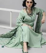Indo Era Sea Green Embroidered Straight Kurta Sharara With Dupatta Set