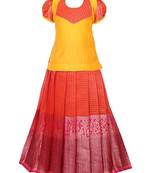 Shivangi Girls Red Blooming Tree Pattu Pavadai