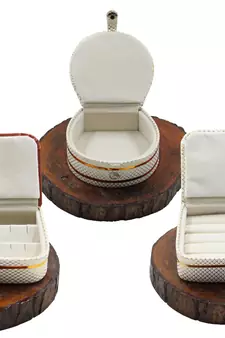 Atorakushon   Jewellery Storage Box Travel Ring Earrings Mini Bangle Wardrobe Organizer Vanity Box For Women Set Of 3