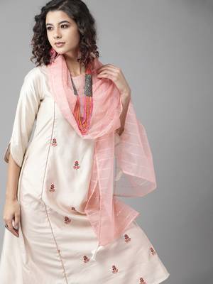 Indo Era Off White Floral Embroidered Straight Kurta Trouser With Dupatta Set 5