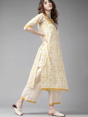 Indo Era Off White Floral Printed Straight Kurta Palazzo With Dupatta Set 3