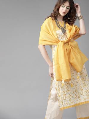 Indo Era Off White Floral Printed Straight Kurta Palazzo With Dupatta Set 4