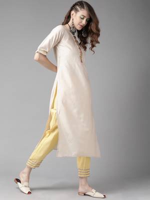 Indo Era Off White Embroidered Straight Kurta Palazzo With Dupatta Set 3