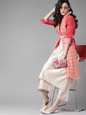 Indo Era Off White Embroidered Straight Kurta Palazzo With Dupatta Set 1