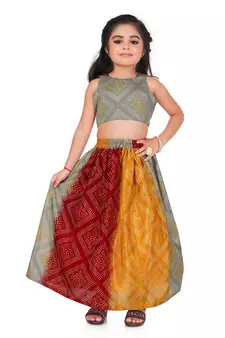 Kids Cream  Georgette Lehenga Choli For Girls 