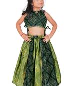 Kids Green Georgette Lehenga Choli For Girls