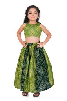 Kids Pista Georgette Lehenga Choli For Girls  