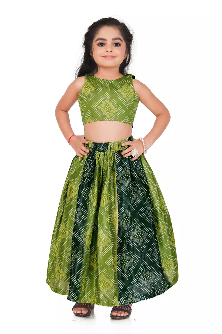 Kids Pista Georgette Lehenga Choli For Girls  
