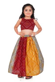 Kids Georgette Red Lehenga Choli For Girls  