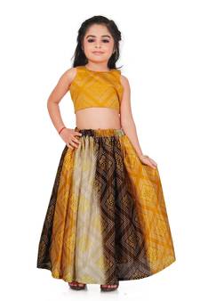 Kids Yellow Georgette Lehenga Choli For Girls 