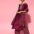 Indo Era Wine Embroidered Strraight Kurta Palazzo With Dupatta Set