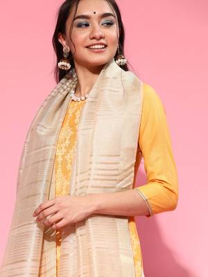 Indo Era Orange Embroidered Straight Kurta Trouser With Dupatta Set 5