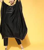 Indo Era Black Solid A-line Kaftan Trouser Set