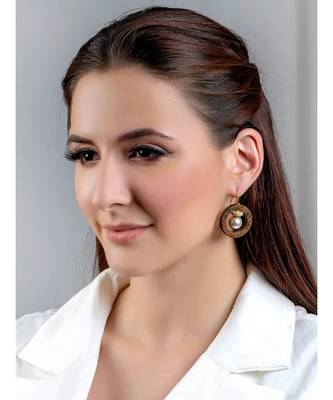 Stunning Brown And Gold Drop Earrings 1