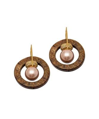 Stunning Brown And Gold Drop Earrings 3