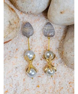 Lush Grey And Gold Drop Earrings 2