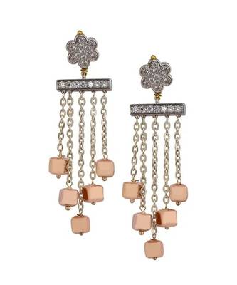 Beautiful Silver And Rose Pink Dangle Earrings 3