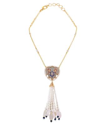 Beautiful Blue, Red And Gold Necklace 3