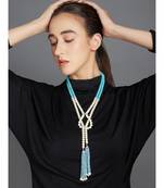 Turquoise Beads Gold And White Necklace