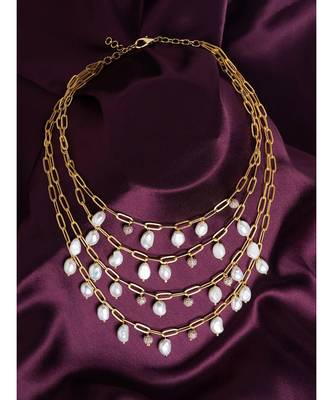 Fresh Water Pearls Gold And White Necklace 1