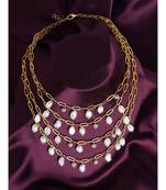 Fresh Water Pearls Gold And White Necklace