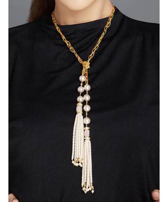 Swarovski Beads Off White And Gold Necklace 1