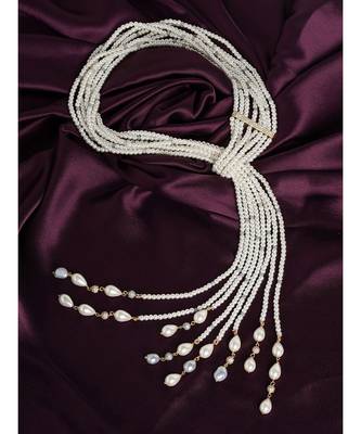 Grey Agate With White And Gold Neclace 1