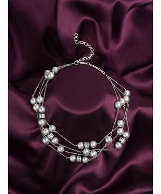 Shell Pearls Silver And Grey Necklace 1