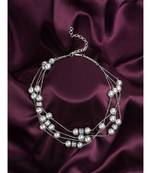 Shell Pearls Silver And Grey Necklace