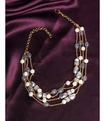 Jade Beads Grey And Gold Necklace