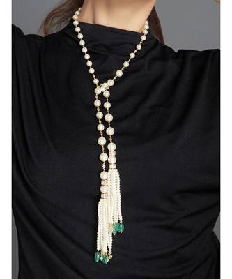 Agate Beads Gold And White Pearl Necklace 2