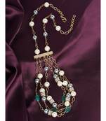 Gold Plated Chains Grey And White Necklace