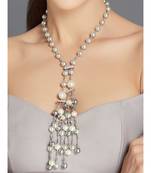 Grey And White Studded Silver Chain Necklace