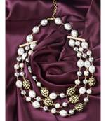 Shell Pearls Grey And Black Necklace