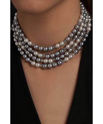 Minimal Grey Shell Pearls Necklace 1