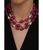 Fresh Water Pearls Red Agate Necklace