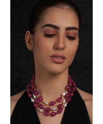 Fresh Water Pearls Red Agate Necklace 2