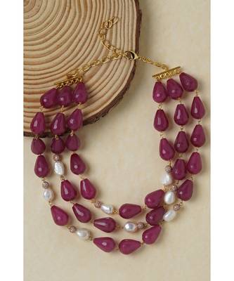 Fresh Water Pearls Red Agate Necklace 3
