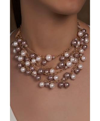 Multi Color Rose Pink Plated Swarovski Necklace 1
