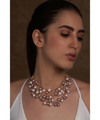 Multi Color Rose Pink Plated Swarovski Necklace 3