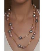 Gold And Grey Oval Shell Pearls Necklace