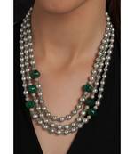Green Shell Pearls And Pumpin Beads Necklace