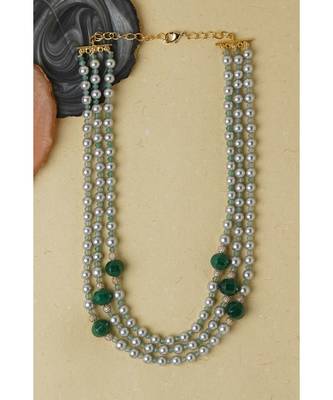 Green Shell Pearls And Pumpin Beads Necklace 2