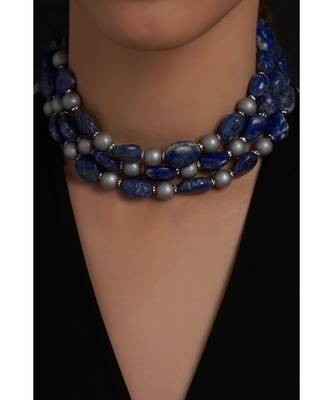 Lapis Tumble Beads Necklace 1