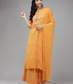 Indo Era Orange Printed Straight Kurta Palazzo With Dupatta Set