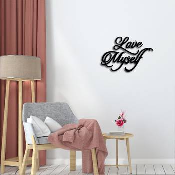 eCraftIndia Love Myself Black Engineered Wood Wall Art Cutout Ready to Hang Home Decor 2