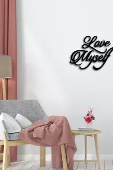 eCraftIndia Love Myself Black Engineered Wood Wall Art Cutout Ready to Hang Home Decor
