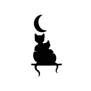 eCraftIndia Cat Couple at Moon Night Black Engineered Wood Wall Art Cutout Ready to Hang Home Decor 3